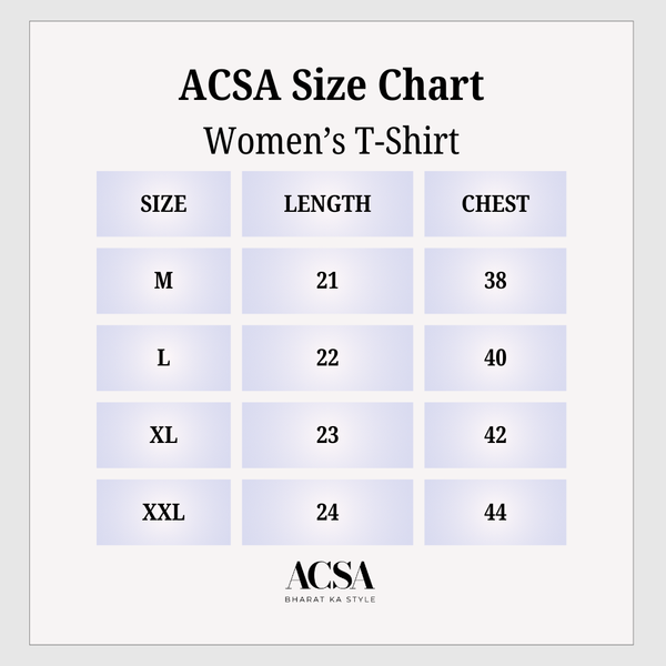 Size Chart for Grey T-Shirt