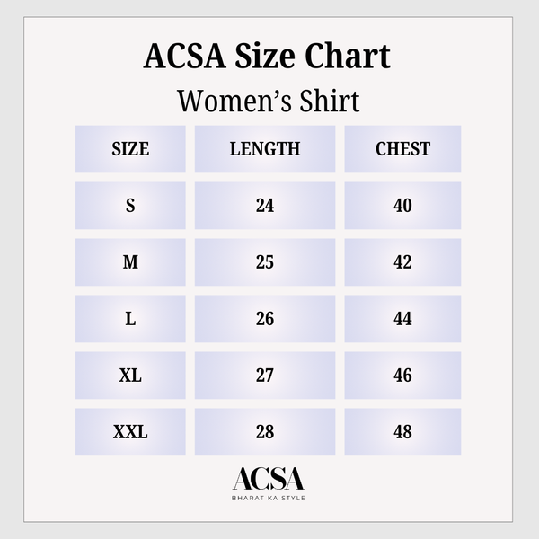 Size Chart for Purple Stripe Shirt