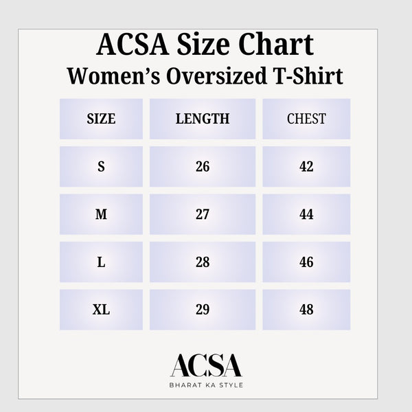 Size Chart for Navy Blue Oversize T-Shirt